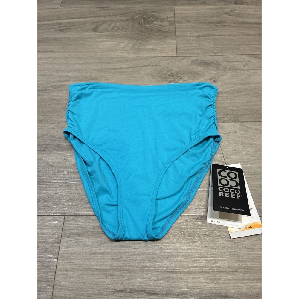 Coco Reef Swim Bottom Blue Ruched, Size S